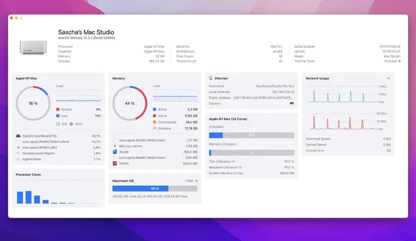 System Dashboard Pro 3.1.0 Cracked for Mac Download — Screenshots 1