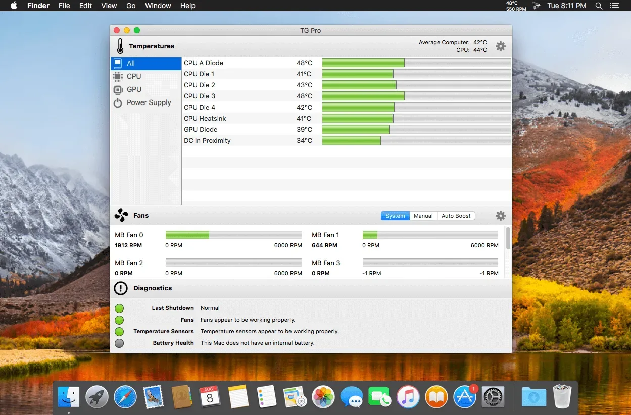 TG Pro (Temperature Gauge Pro) v2.98 Cracked for Mac Download — Screenshots 1